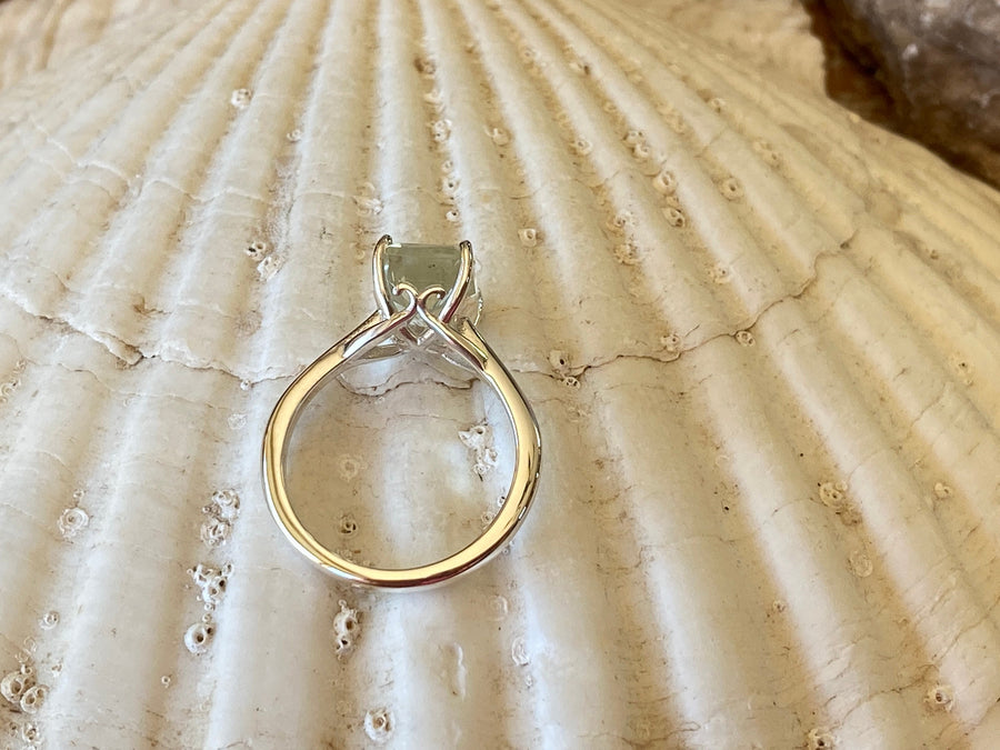 Emerald Cut Green Amethyst Genuine Prasiolite Solitaire 2.00ct Ring