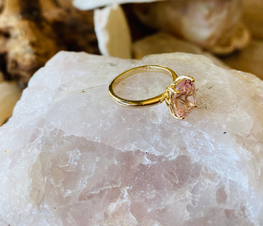 Oval Cut Morganite Solitaire Ring