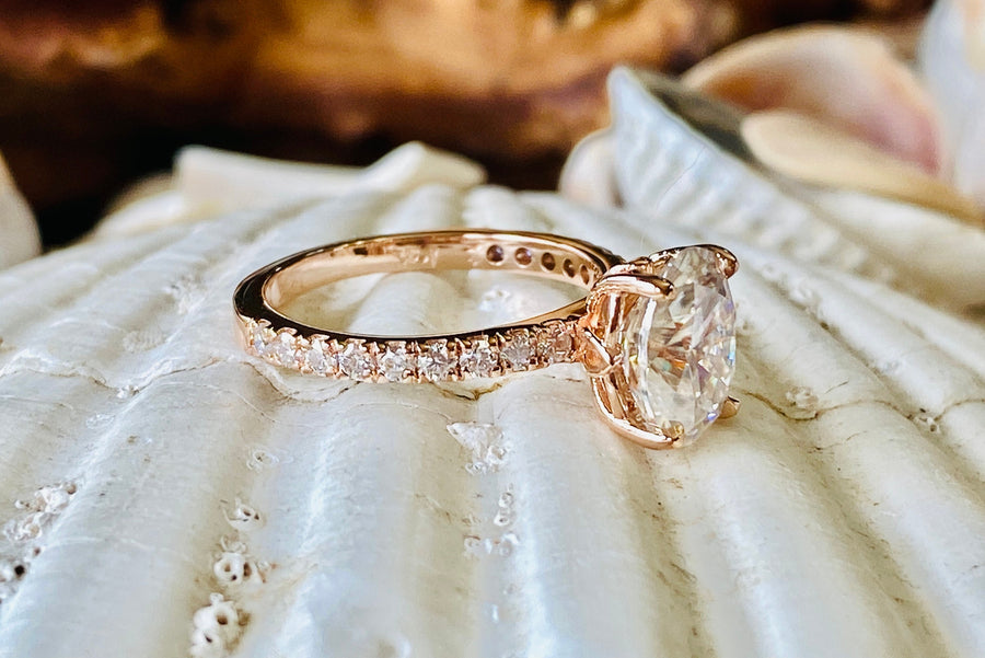 Oval Moissanite Tulip Setting Engagement Ring 2.00ct