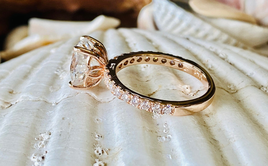 Oval Moissanite Tulip Setting Engagement Ring 2.00ct