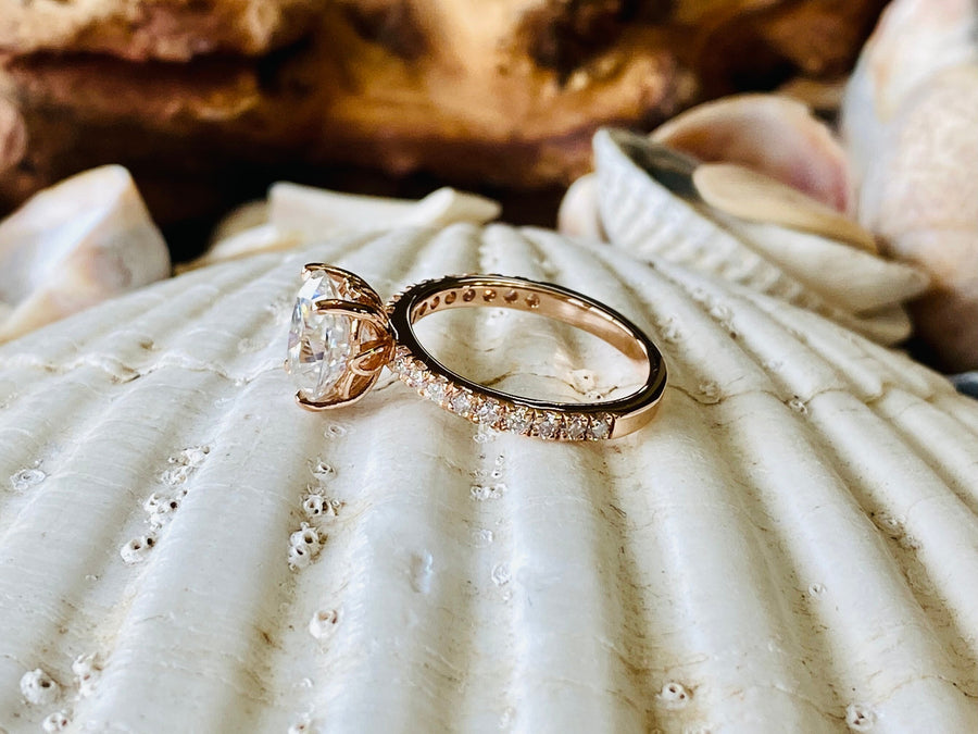 Oval Moissanite Tulip Setting Engagement Ring 2.00ct