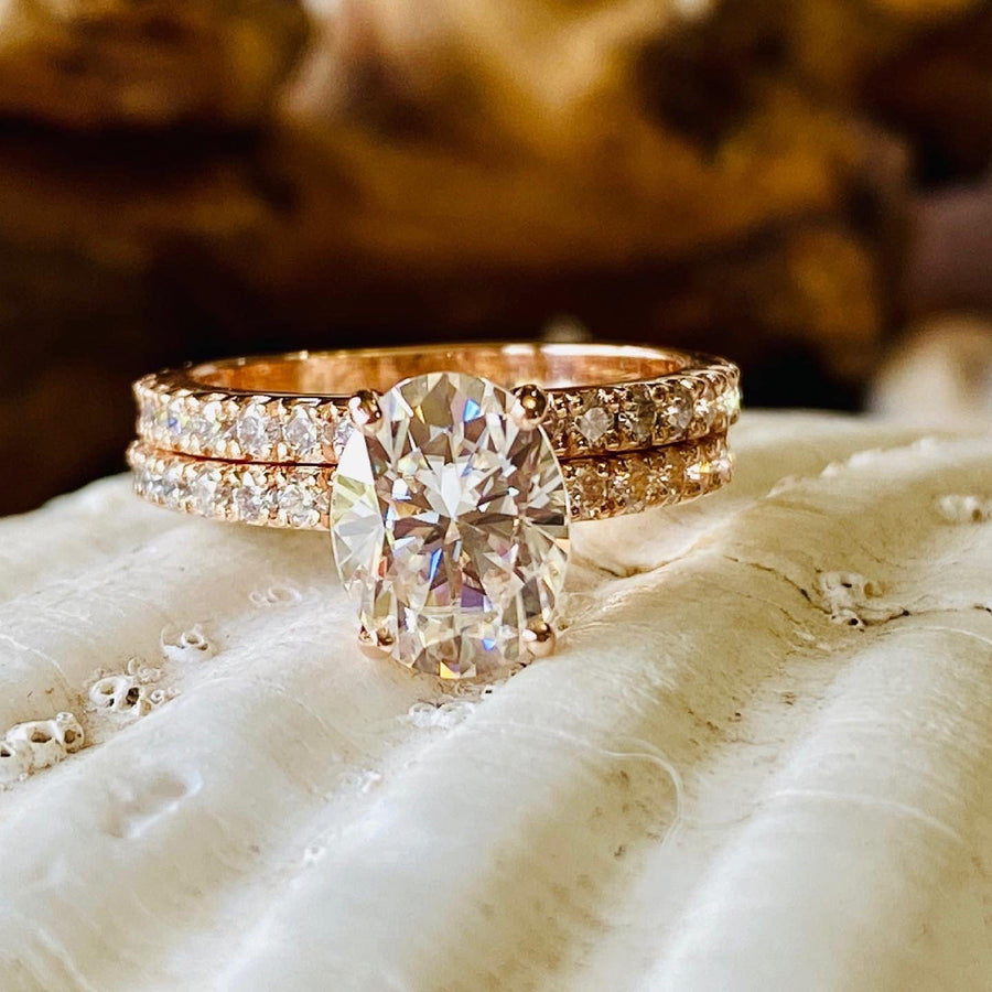 Oval Moissanite Tulip Setting Engagement Ring 2.00ct