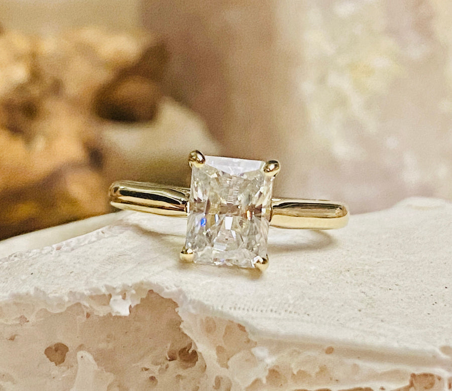 Moissanite Radiant Cut Solitaire Cathedral Engagement Ring 2.00ct