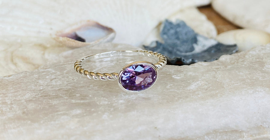 Oval Alexandrite Bezel Ring Alexandrite Ring