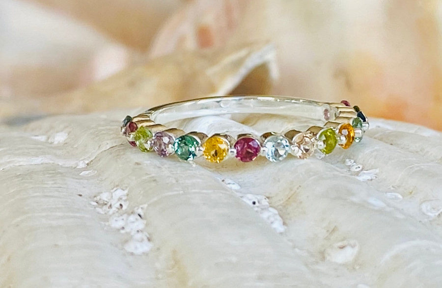 14k Multicolor Natural Tourmaline Ring