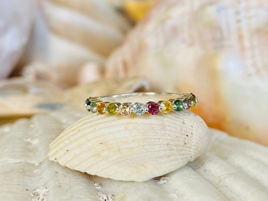 14k Multicolor Natural Tourmaline Ring