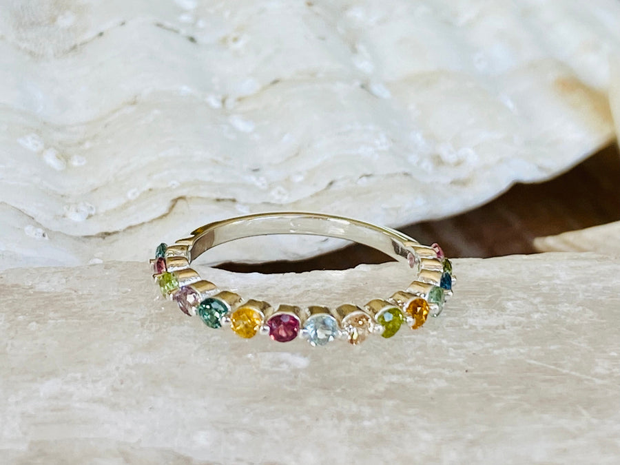 14k Multicolor Natural Tourmaline Ring