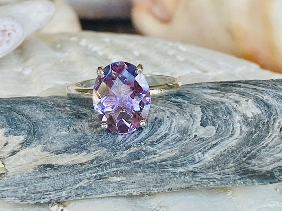 14k Lavender Rose De France Amethyst Oval Cut Ring 3.00ct