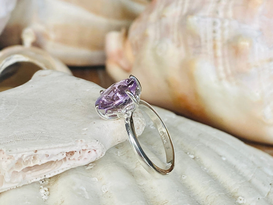 14k Lavender Rose De France Amethyst Oval Cut Ring 3.00ct