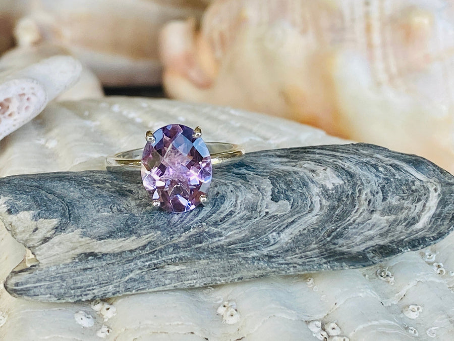 14k Lavender Rose De France Amethyst Oval Cut Ring 3.00ct