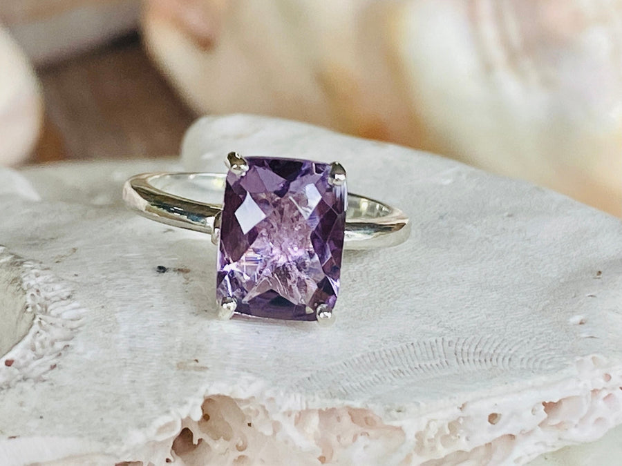 14k Antique Lavender Rose De France Amethyst Elongated Cushion Cut Ring 2.00ct