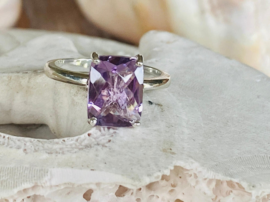 14k Antique Lavender Rose De France Amethyst Elongated Cushion Cut Ring 2.00ct