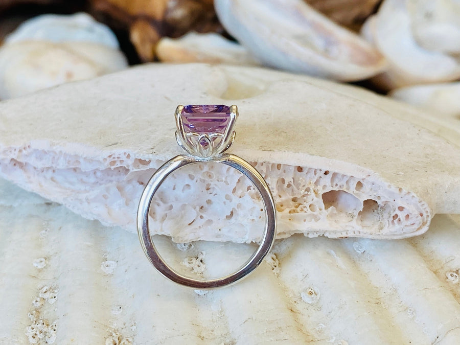 14k Lavender Rose De France Amethyst Large 2mm Radiant Cut 3.00ct Ring