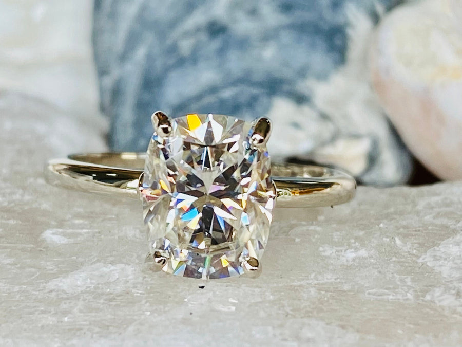 Antique Moissanite Elongated 2.50ct Cushion Cut Ring