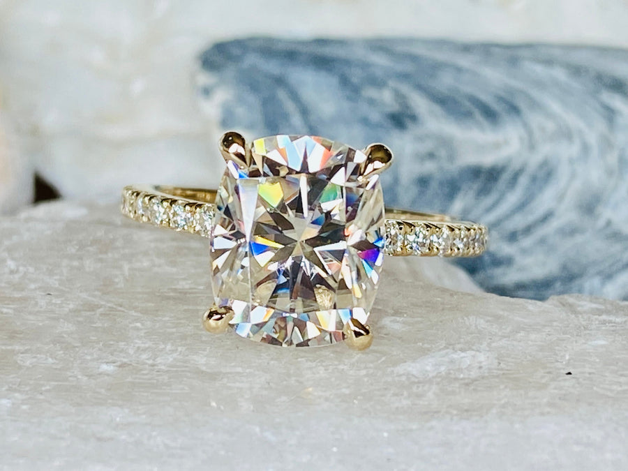 Antique Moissanite Elongated Cushion Cut Ring 5.00ct