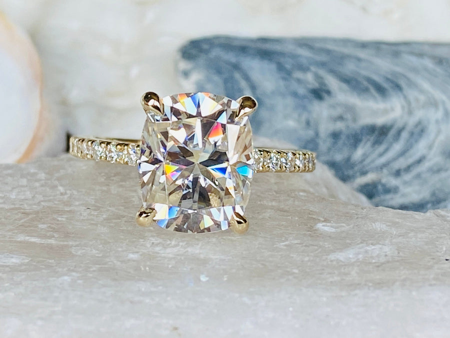 Antique Moissanite Elongated Cushion Cut Ring 5.00ct