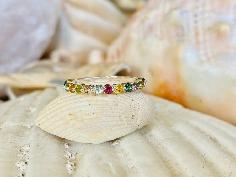 14k Multicolor Natural Tourmaline Ring