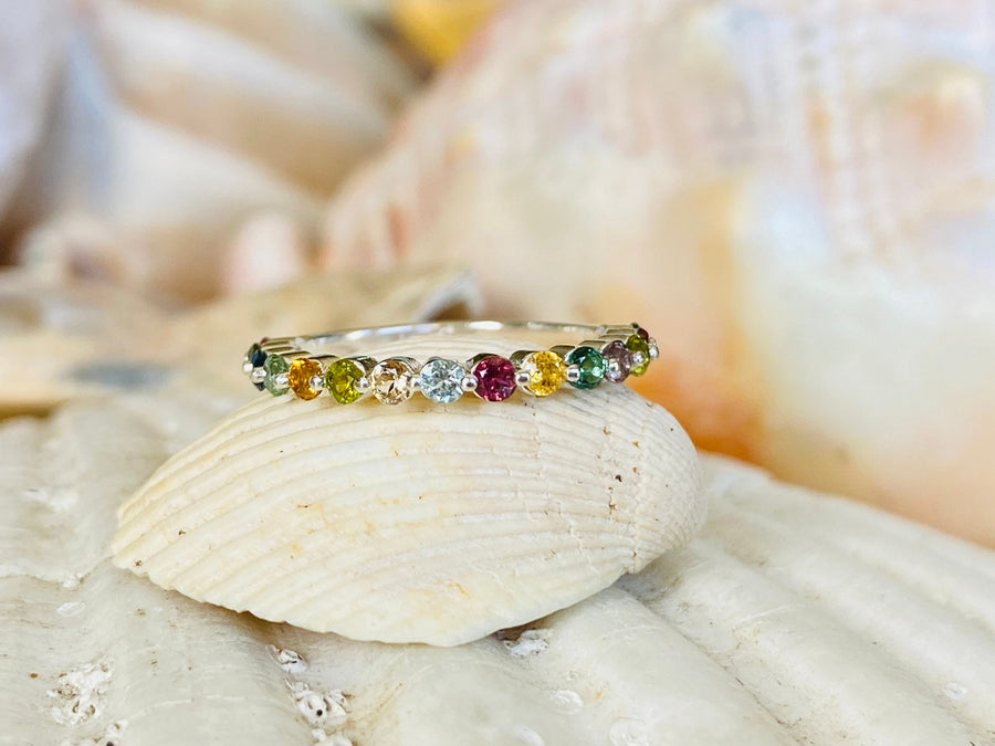 14k Multicolor Natural Tourmaline Ring