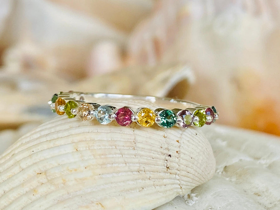 14k Multicolor Natural Tourmaline Ring