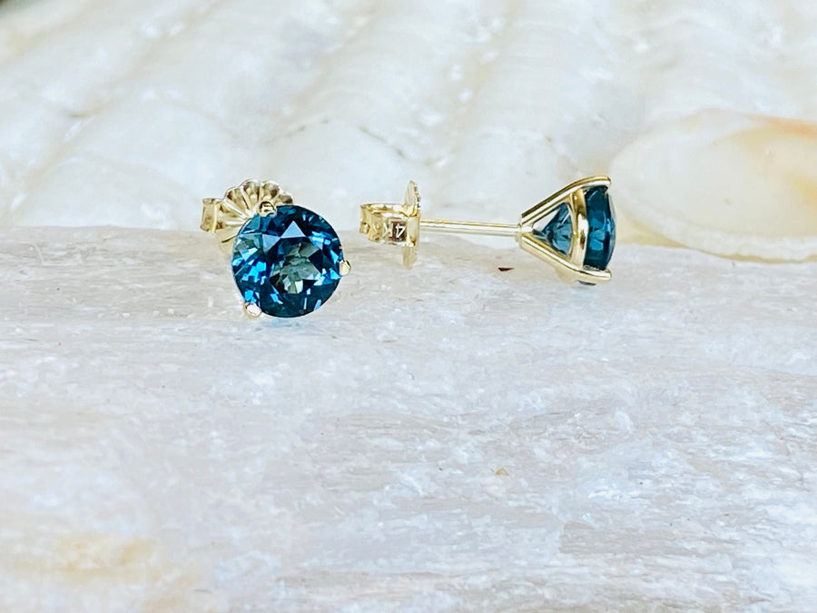 London Blue Topaz Martini Setting Stud Earrings