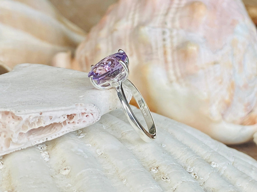 14k Lavender Rose De France Amethyst Oval Cut Ring 3.00ct