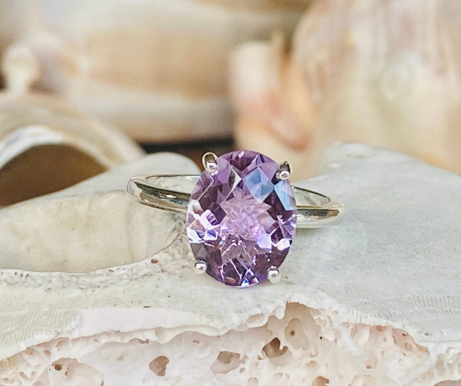 14k Lavender Rose De France Amethyst Oval Cut Ring 3.00ct