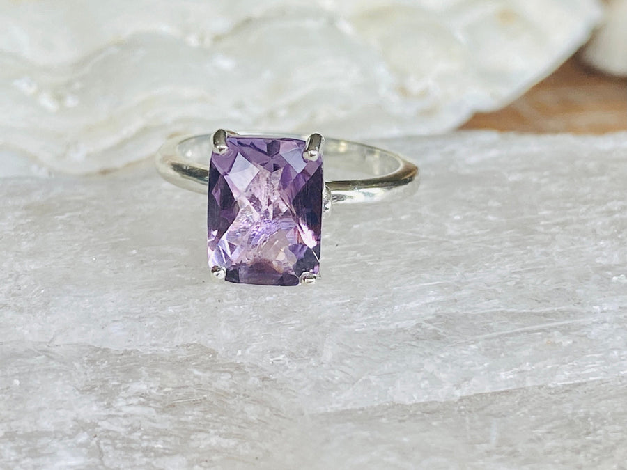 14k Antique Lavender Rose De France Amethyst Elongated Cushion Cut Ring 2.00ct