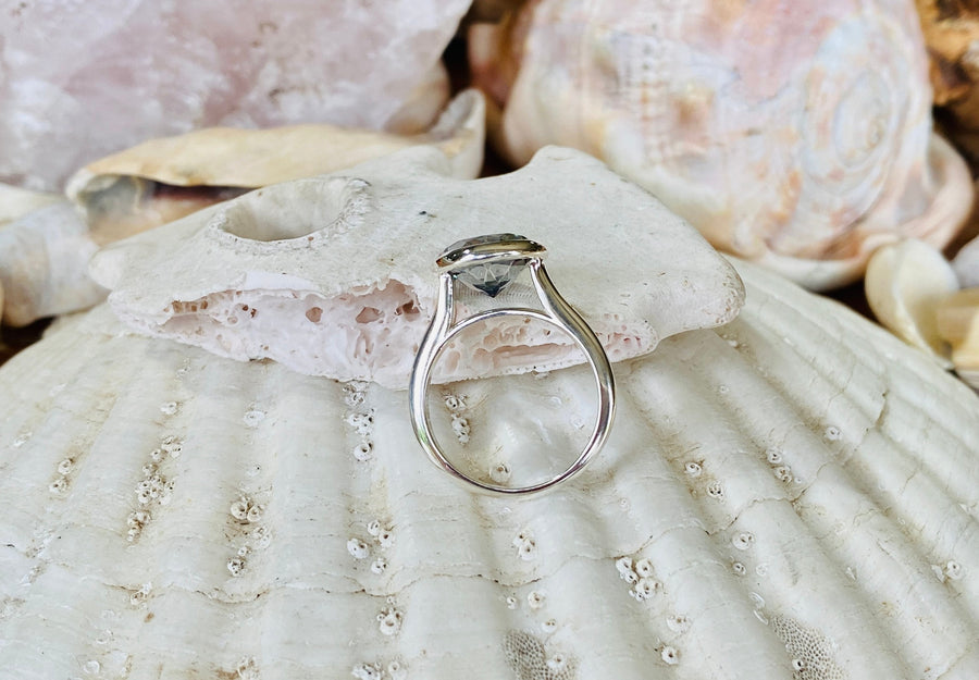 14k Round Bezel Mystic Topaz Solitaire Ring
