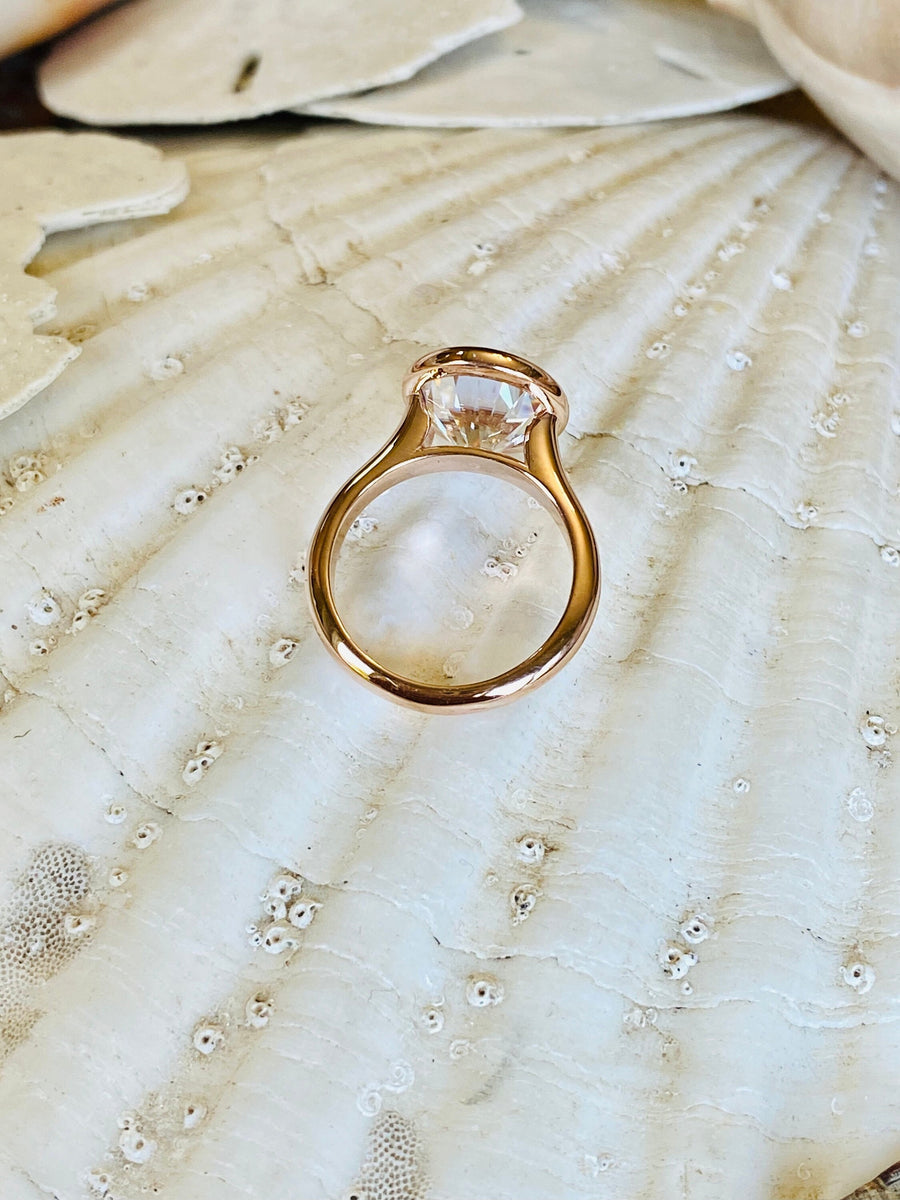Large Oval Moissanite Solitaire Bezel Setting Engagement Ring 5.00ct