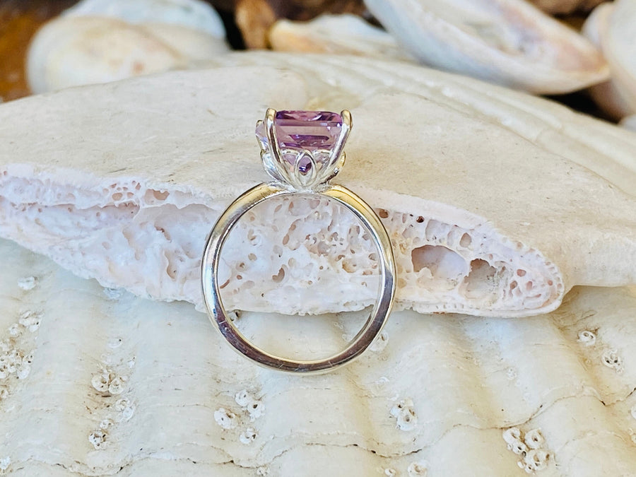 14k Lavender Rose De France Amethyst Large 2mm Radiant Cut 3.00ct Ring