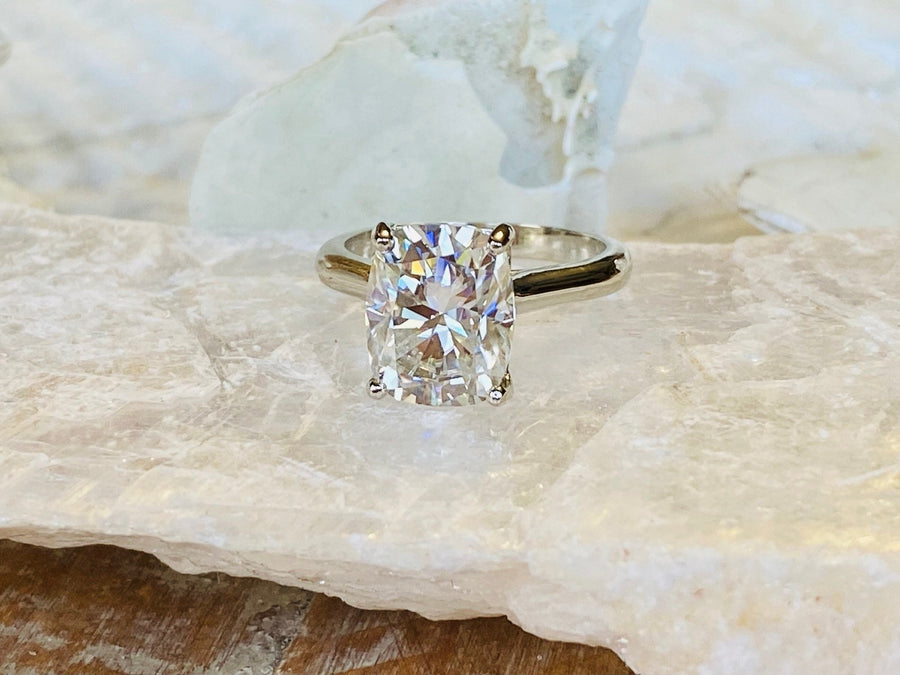 Antique Moissanite Elongated 3.50ct Cushion Cut Ring