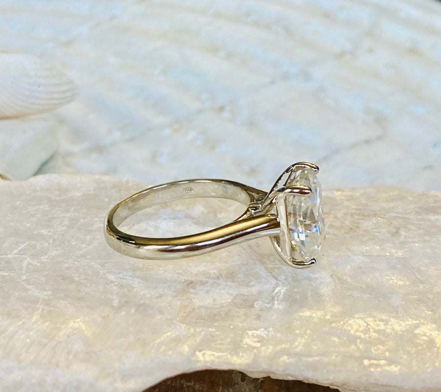 Antique Moissanite Elongated 3.50ct Cushion Cut Ring