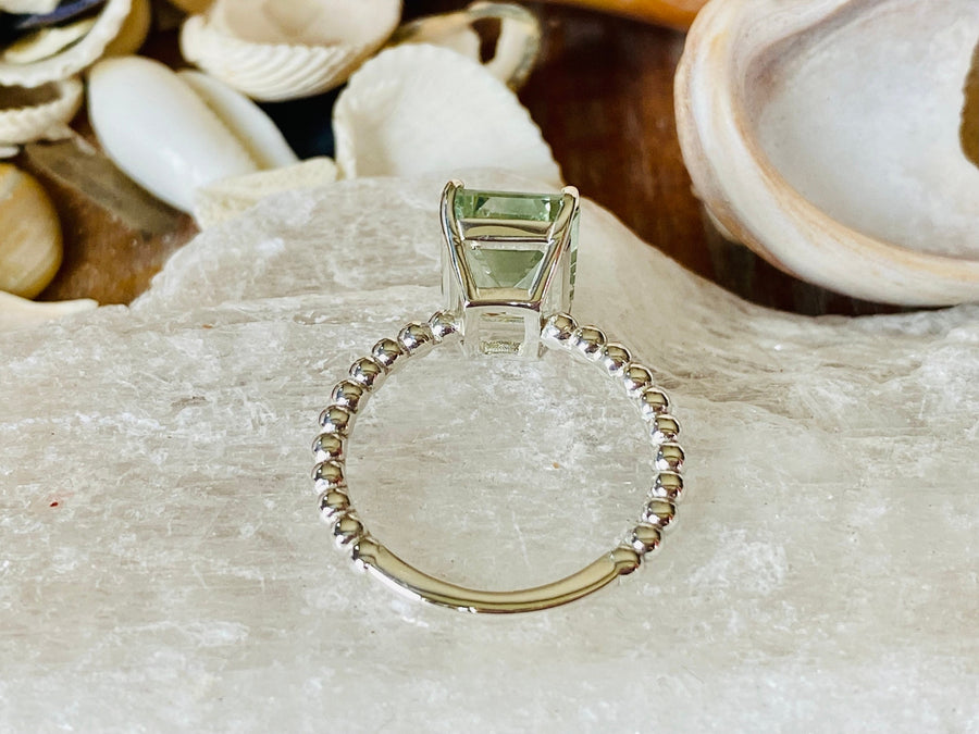 14k Emerald Cut Green Amethyst Prasiolite Ring – Scott Bonomo