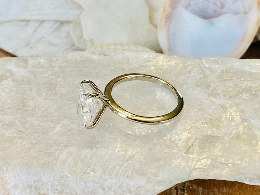 Antique Moissanite Elongated Cushion Cut Solitaire Ring