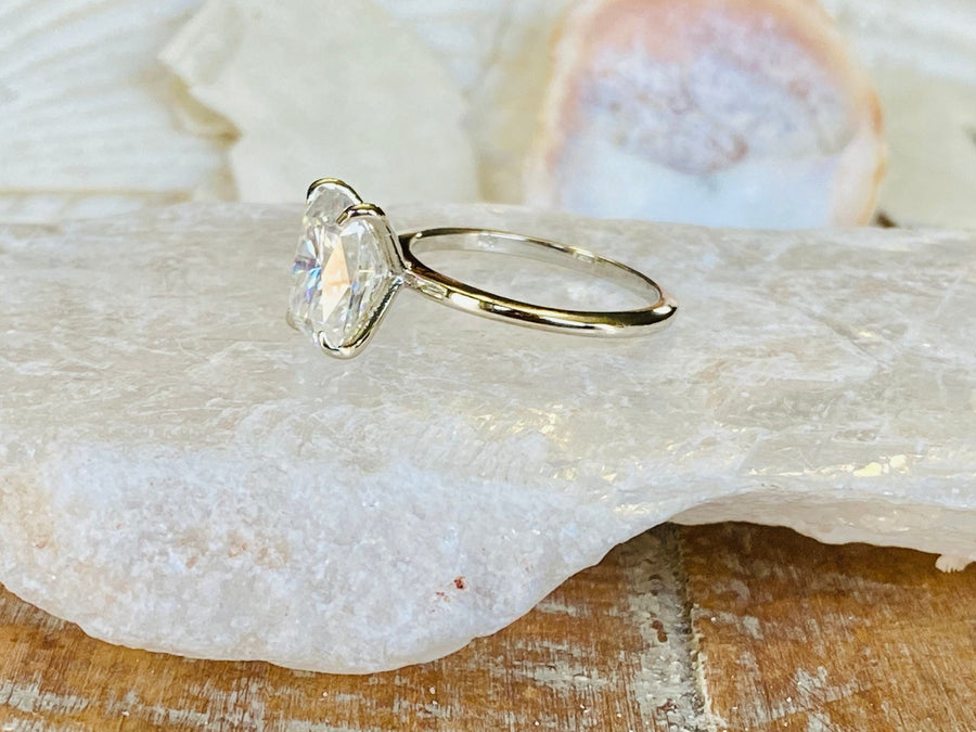 Antique Moissanite Elongated Cushion Cut Solitaire Ring