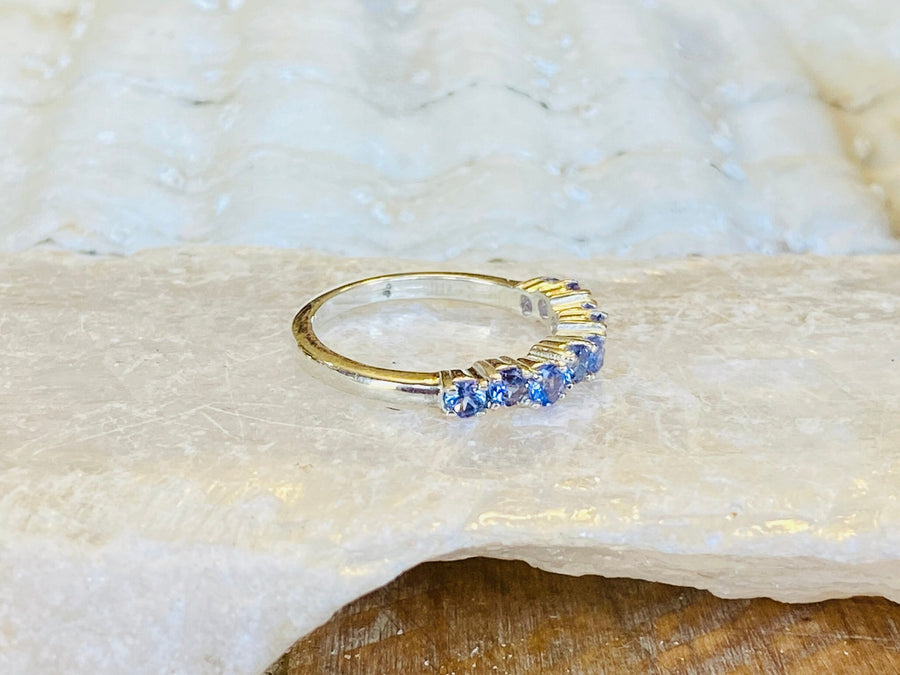 Natural Tanzanite Half Eternity Stacking Wedding Band