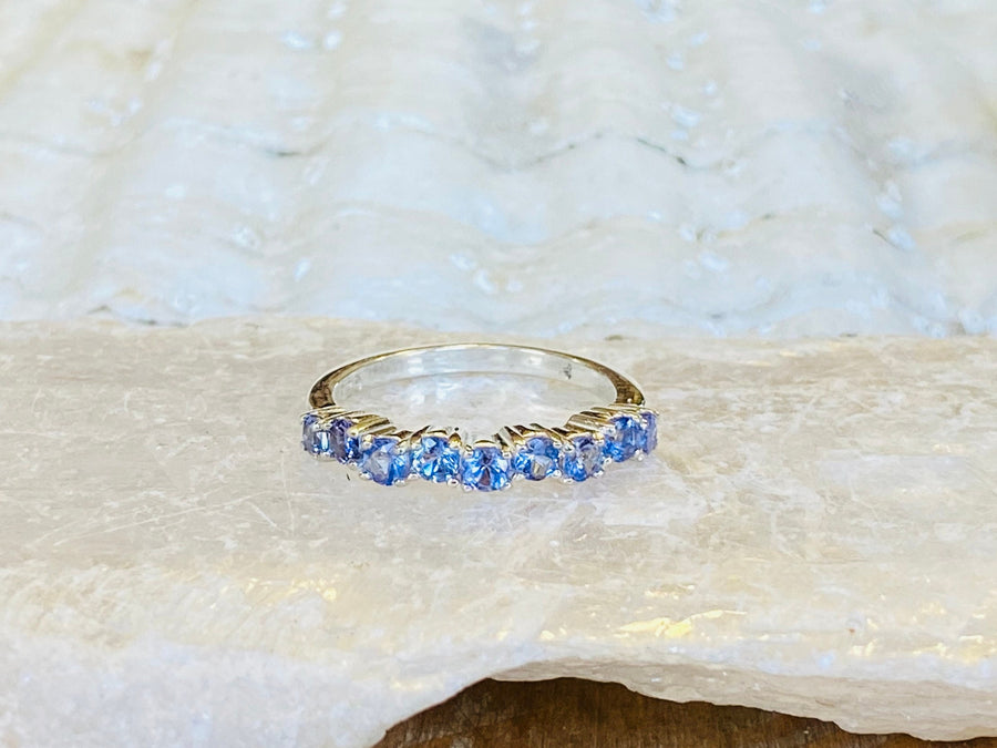 Natural Tanzanite Half Eternity Stacking Wedding Band