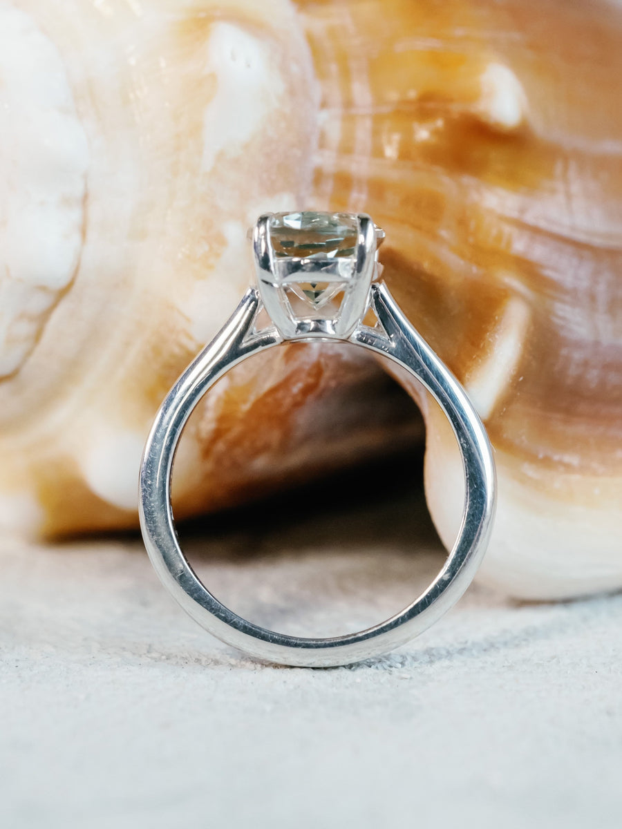 14k Oval Green Amethyst Prasiolite Ring Solitaire Ring 2.00ct
